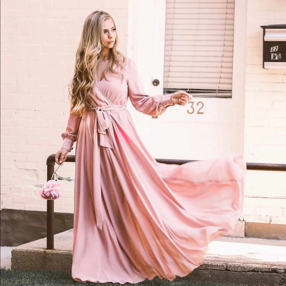 Blush pink long maxi dress